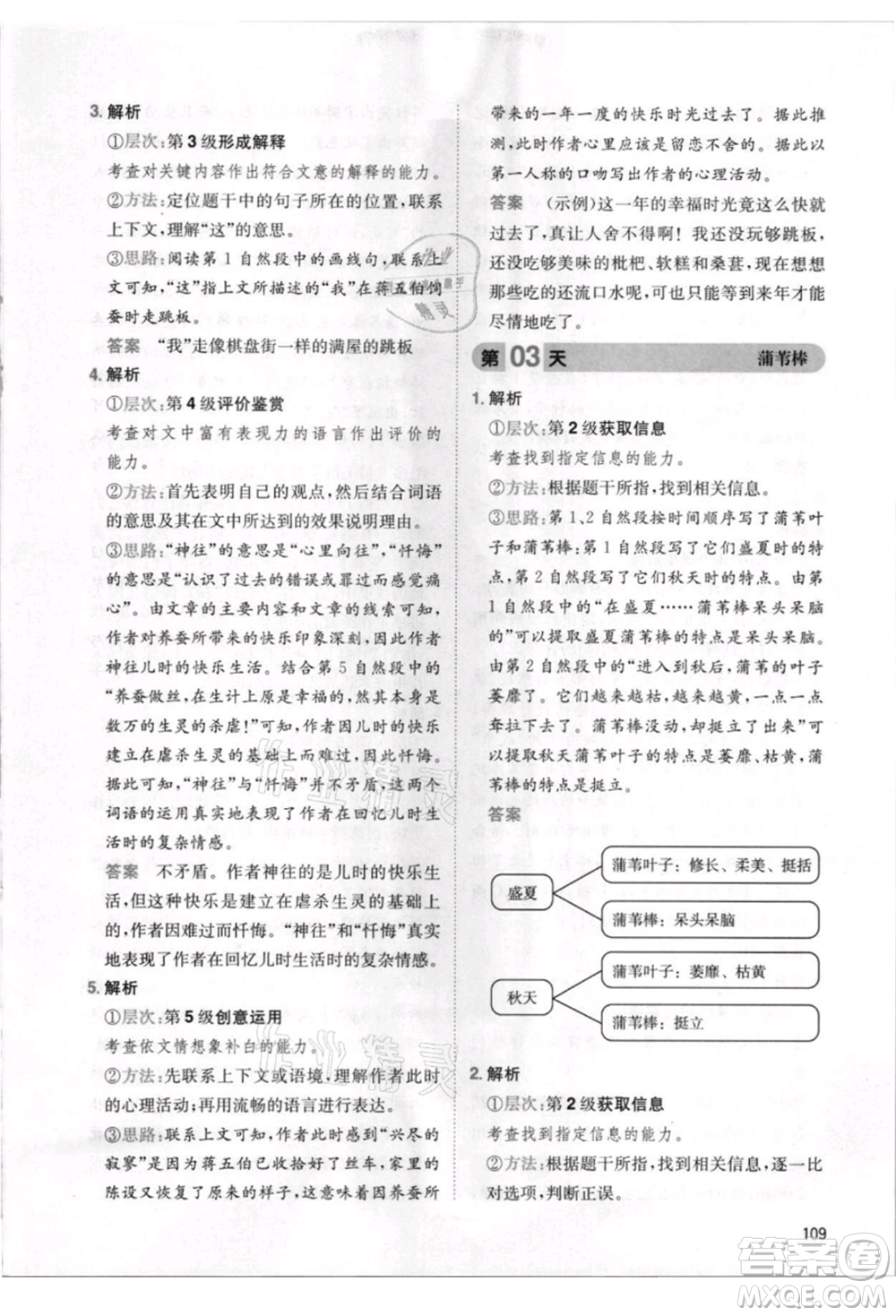 湖南教育出版社2021一本小學(xué)語文暑假閱讀四升五參考答案