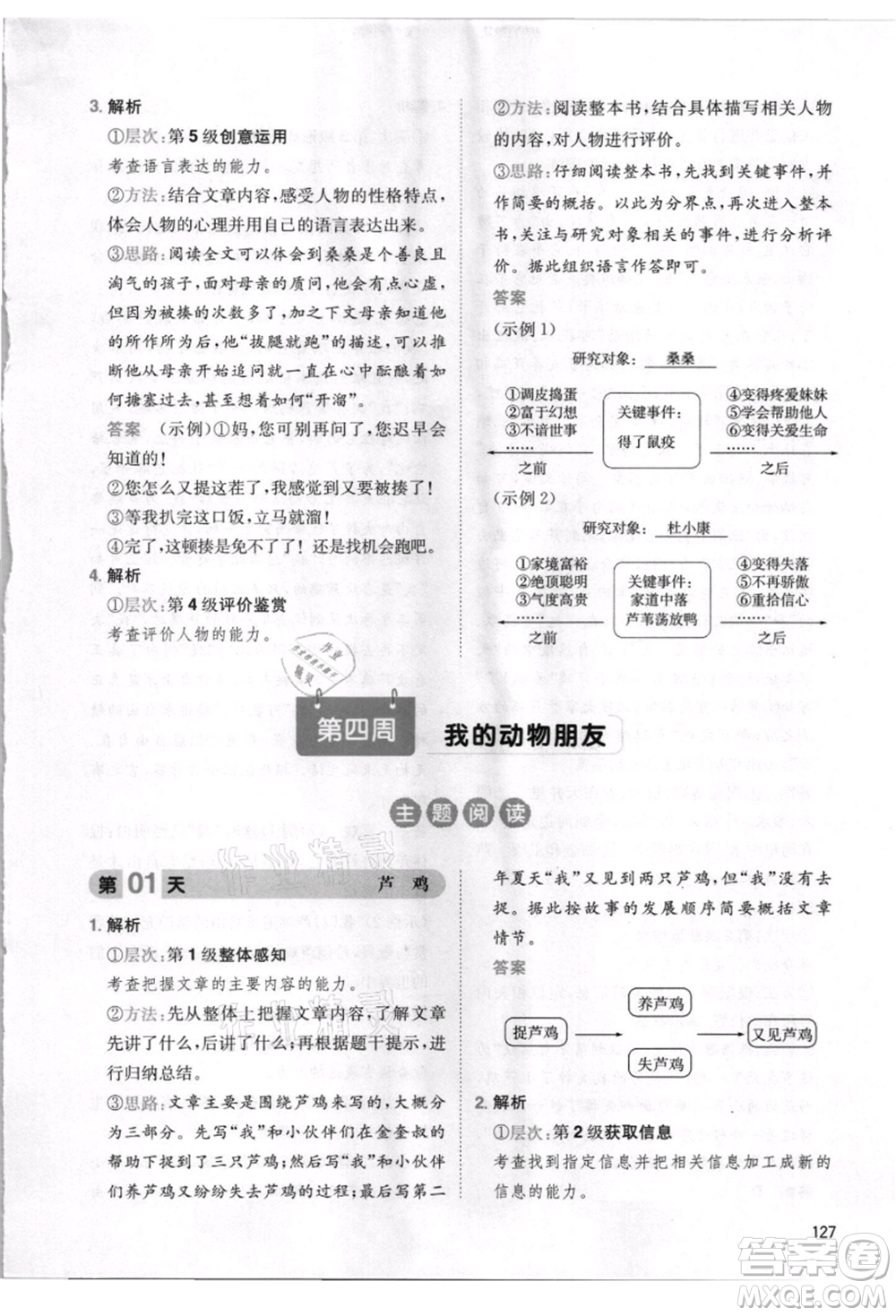 湖南教育出版社2021一本小學(xué)語文暑假閱讀四升五參考答案