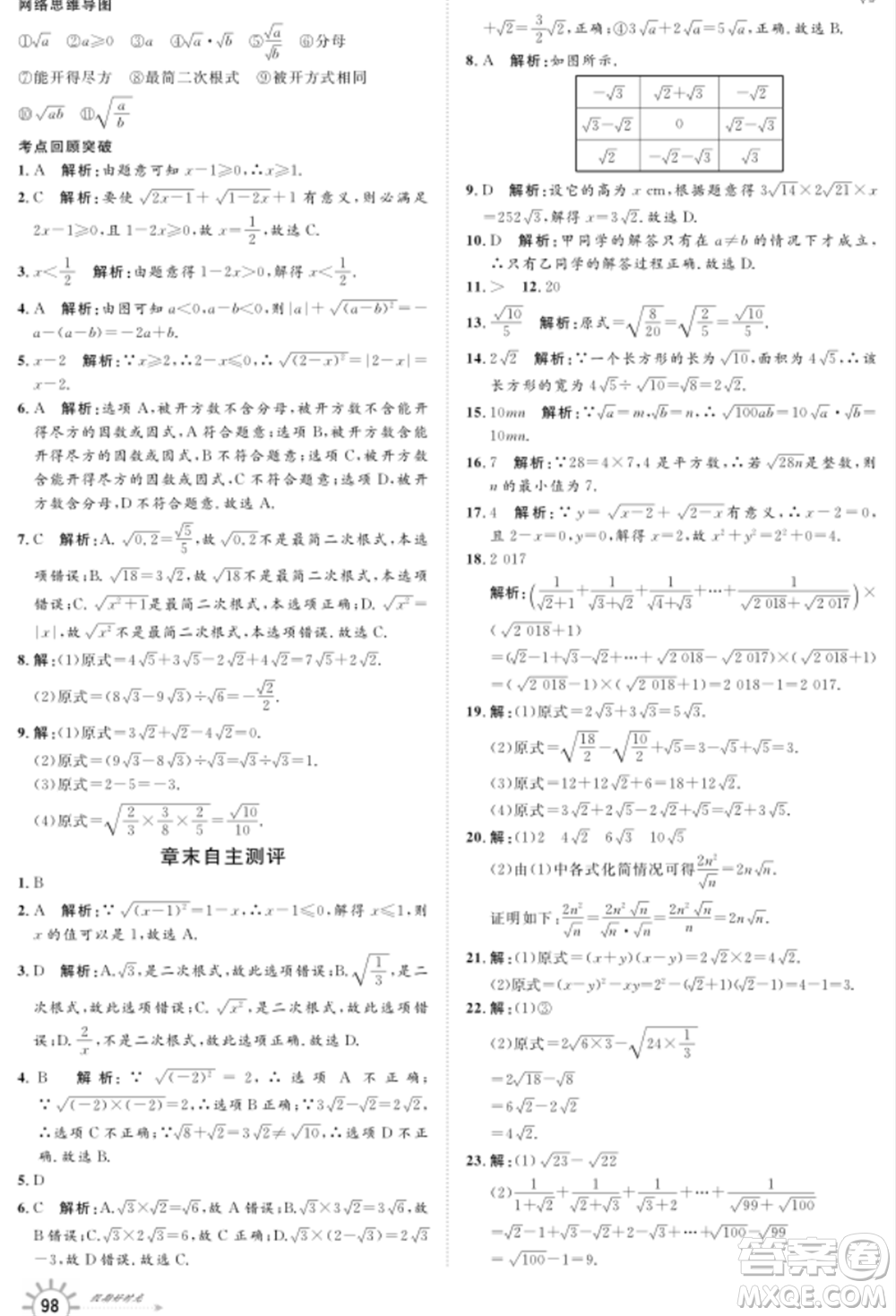 武漢大學(xué)出版社2021魯人泰斗假期好時(shí)光暑假訓(xùn)練營(yíng)八升九數(shù)學(xué)青島版參考答案