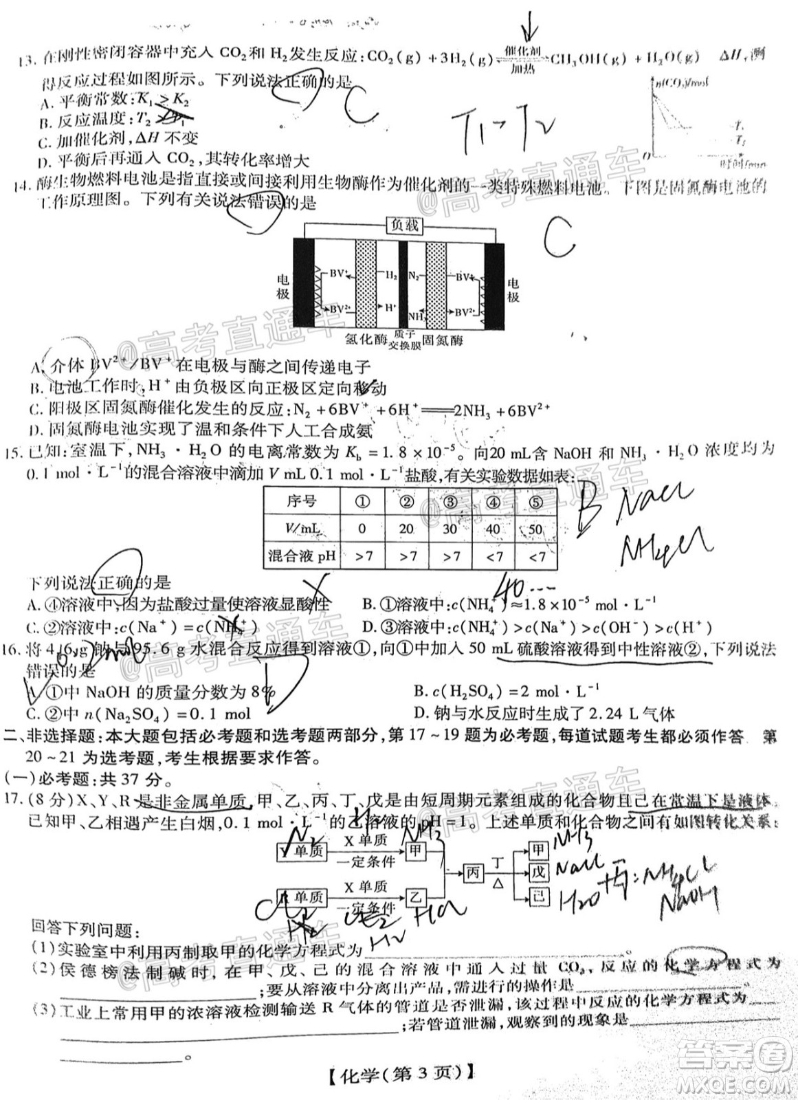 江西贛撫吉名校2022屆高三聯合考試化學卷答案