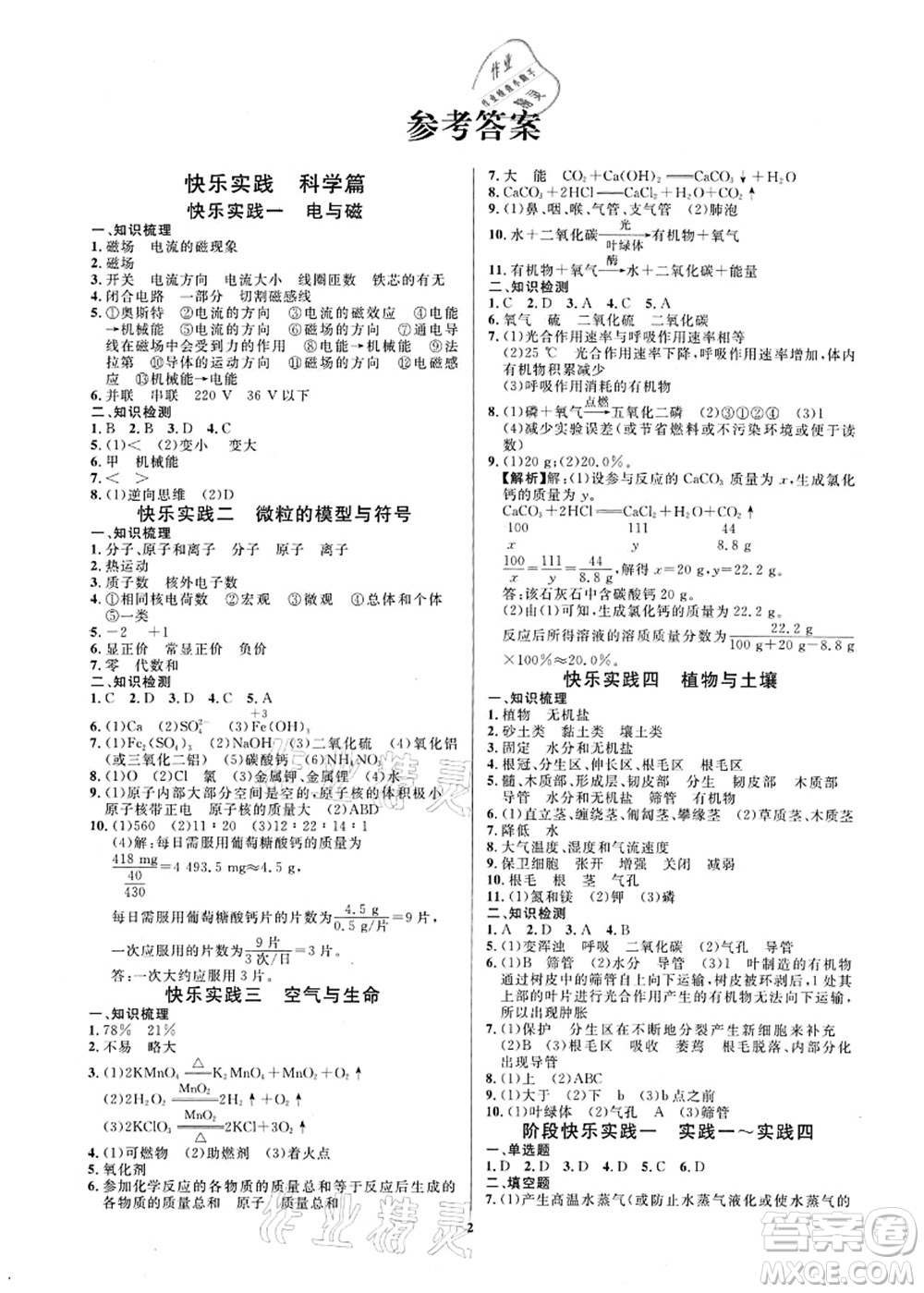 延邊教育出版社2021快樂實(shí)踐暑假作業(yè)八年級(jí)勞育安全與數(shù)理答案