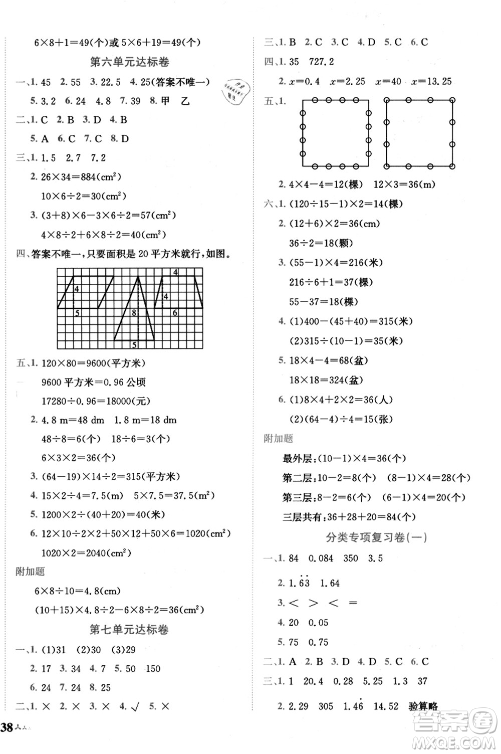 龍門書局2021黃岡小狀元達標卷五年級數(shù)學(xué)上冊R人教版答案