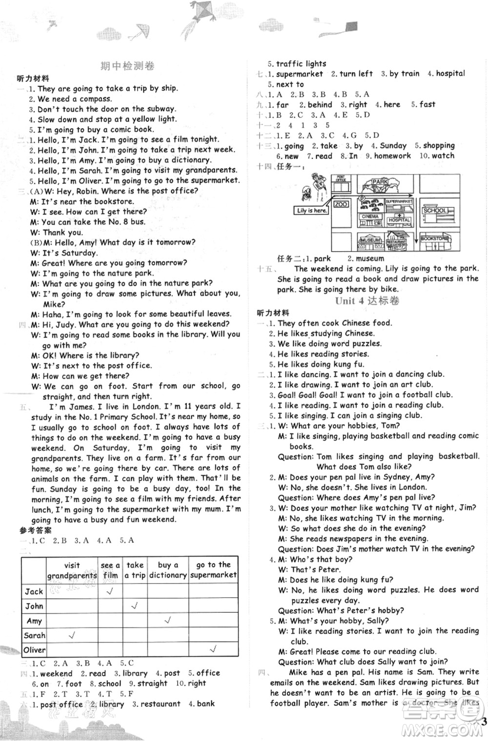 龍門(mén)書(shū)局2021黃岡小狀元達(dá)標(biāo)卷六年級(jí)英語(yǔ)上冊(cè)RP人教PEP版答案