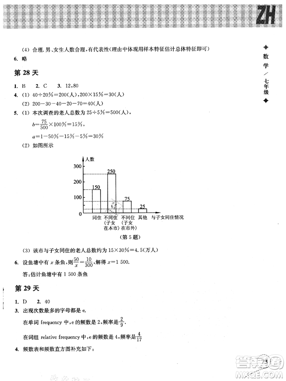 浙江教育出版社2021暑假作業(yè)本七年級數(shù)學(xué)ZH浙教版答案