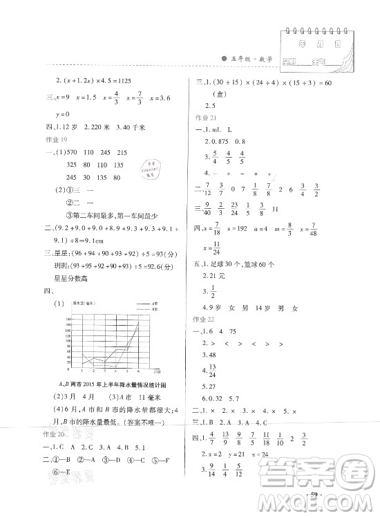 內(nèi)蒙古大學(xué)出版社2021暑假作業(yè)數(shù)學(xué)五年級人教版答案