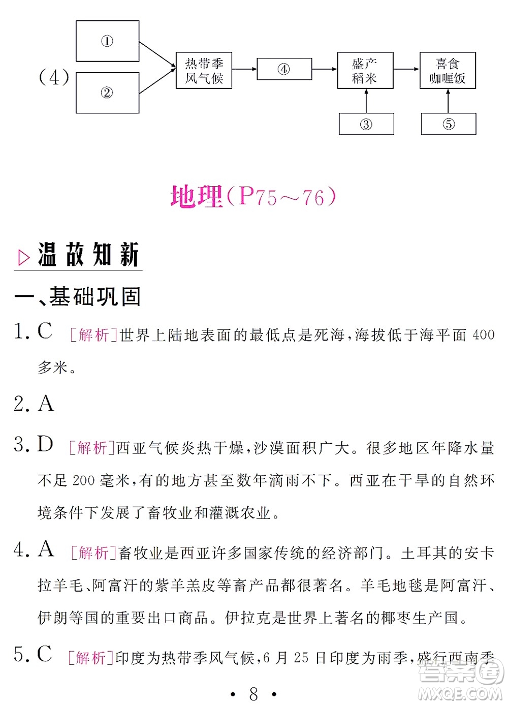 團(tuán)結(jié)出版社2021精彩暑假文理綜合七年級(jí)通用版答案