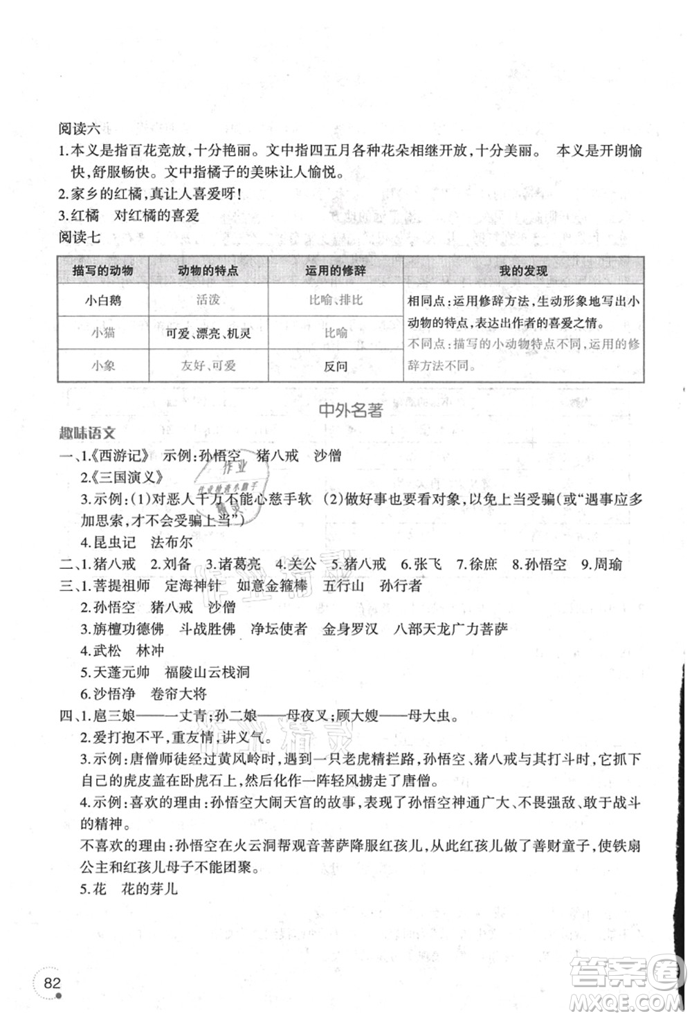 遼寧師范大學(xué)出版社2021暑假樂(lè)園三年級(jí)語(yǔ)文答案