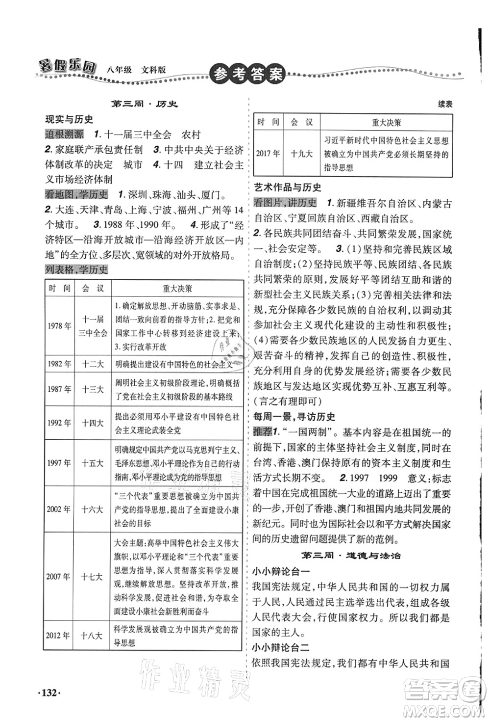 遼寧師范大學(xué)出版社2021暑假樂(lè)園八年級(jí)文科合訂本答案