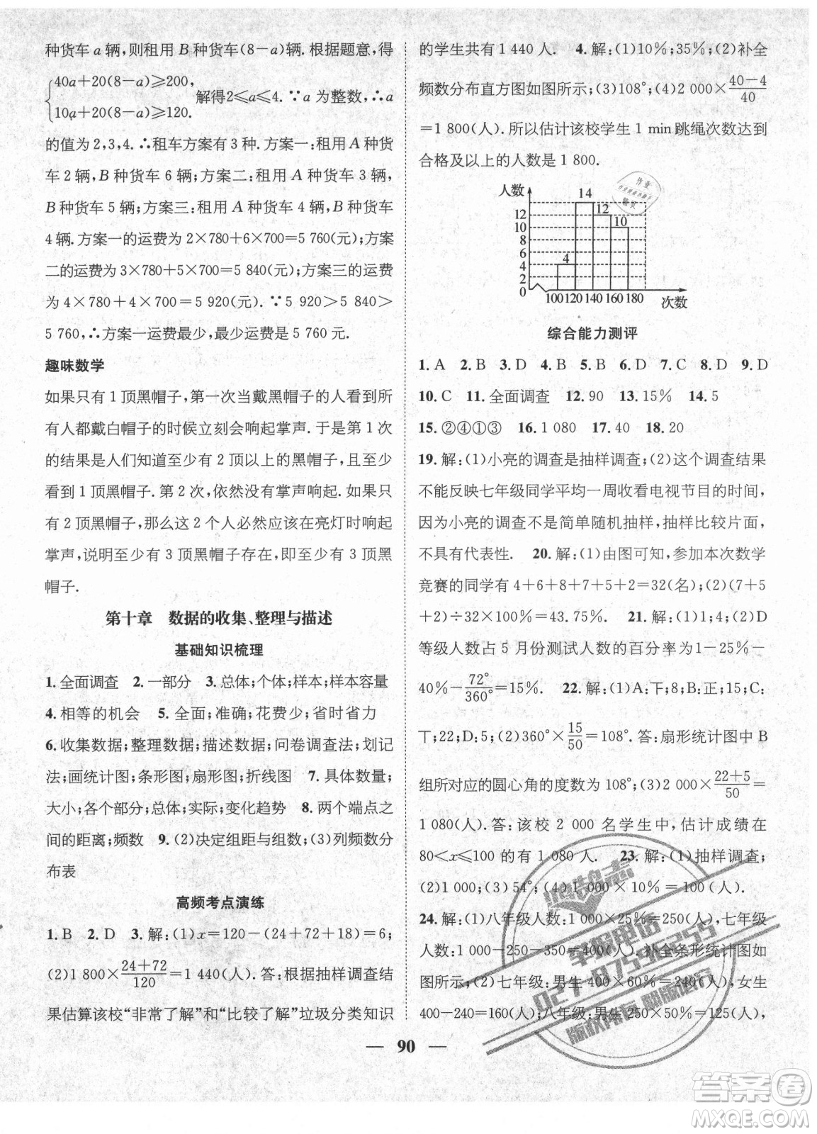 廣東經(jīng)濟(jì)出版社2021期末沖刺王暑假作業(yè)數(shù)學(xué)七年級(jí)人教版湖南專版答案