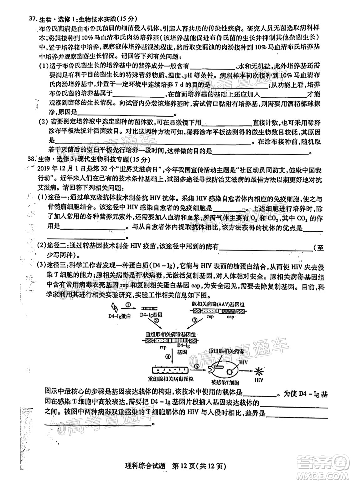 河南信陽市實驗高級中學(xué)2021-2022學(xué)年高三畢業(yè)班開學(xué)摸底測試?yán)砜凭C合試題及答案