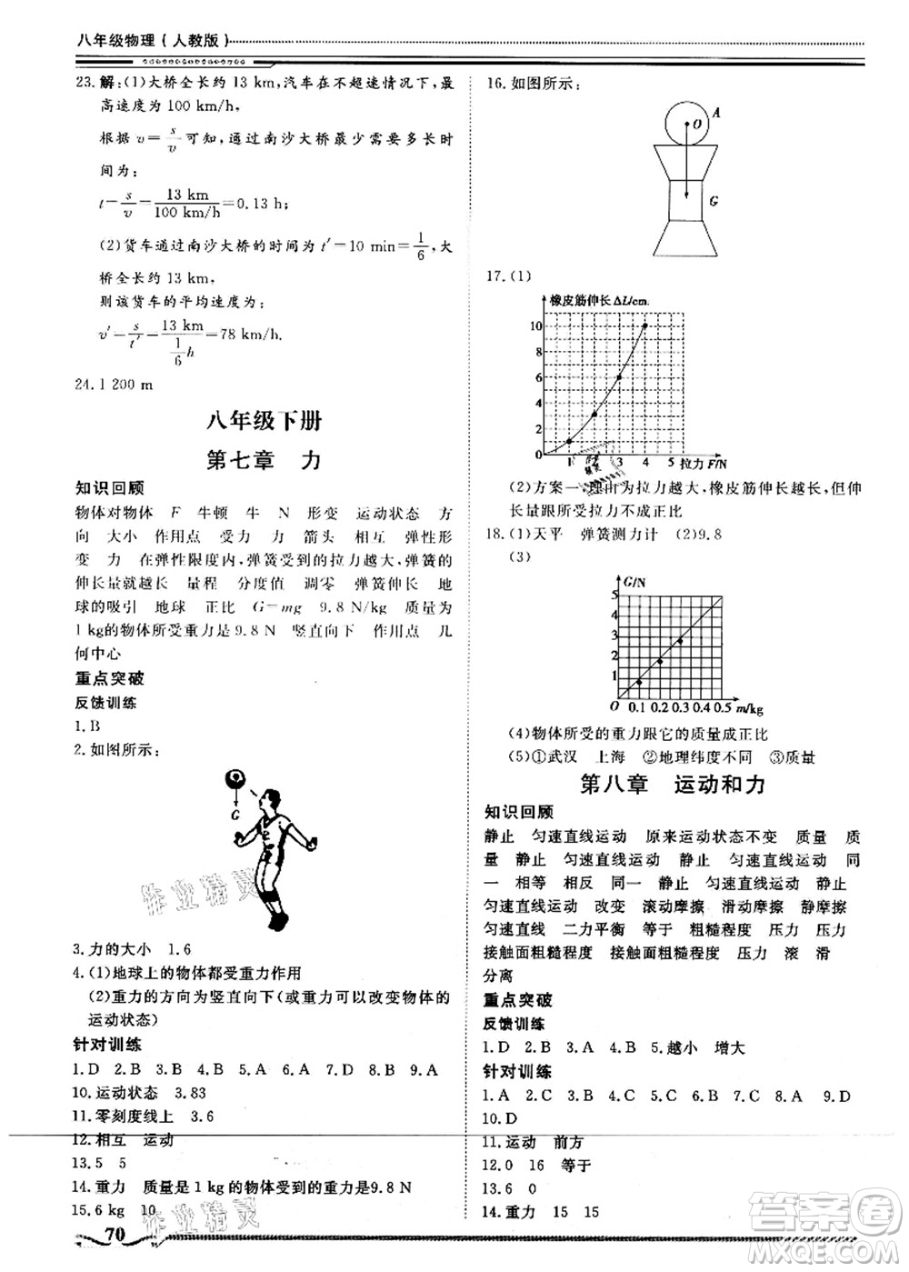 北京工業(yè)大學(xué)出版社2021假期生活指導(dǎo)八年級物理答案