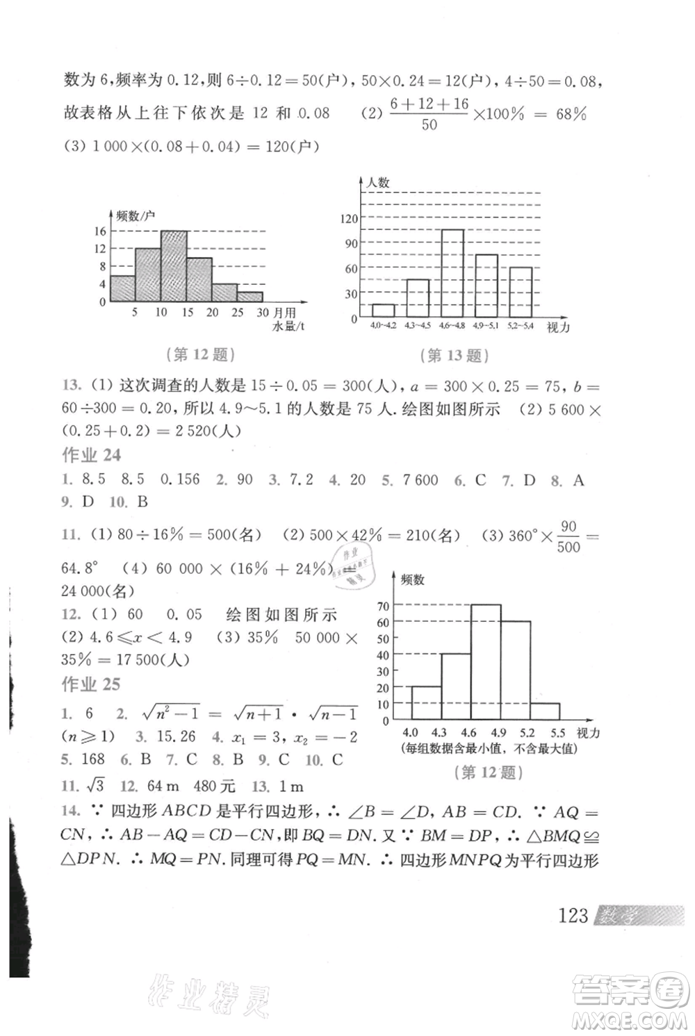 上海科學技術出版社2021暑假作業(yè)八年級數(shù)學滬教版參考答案