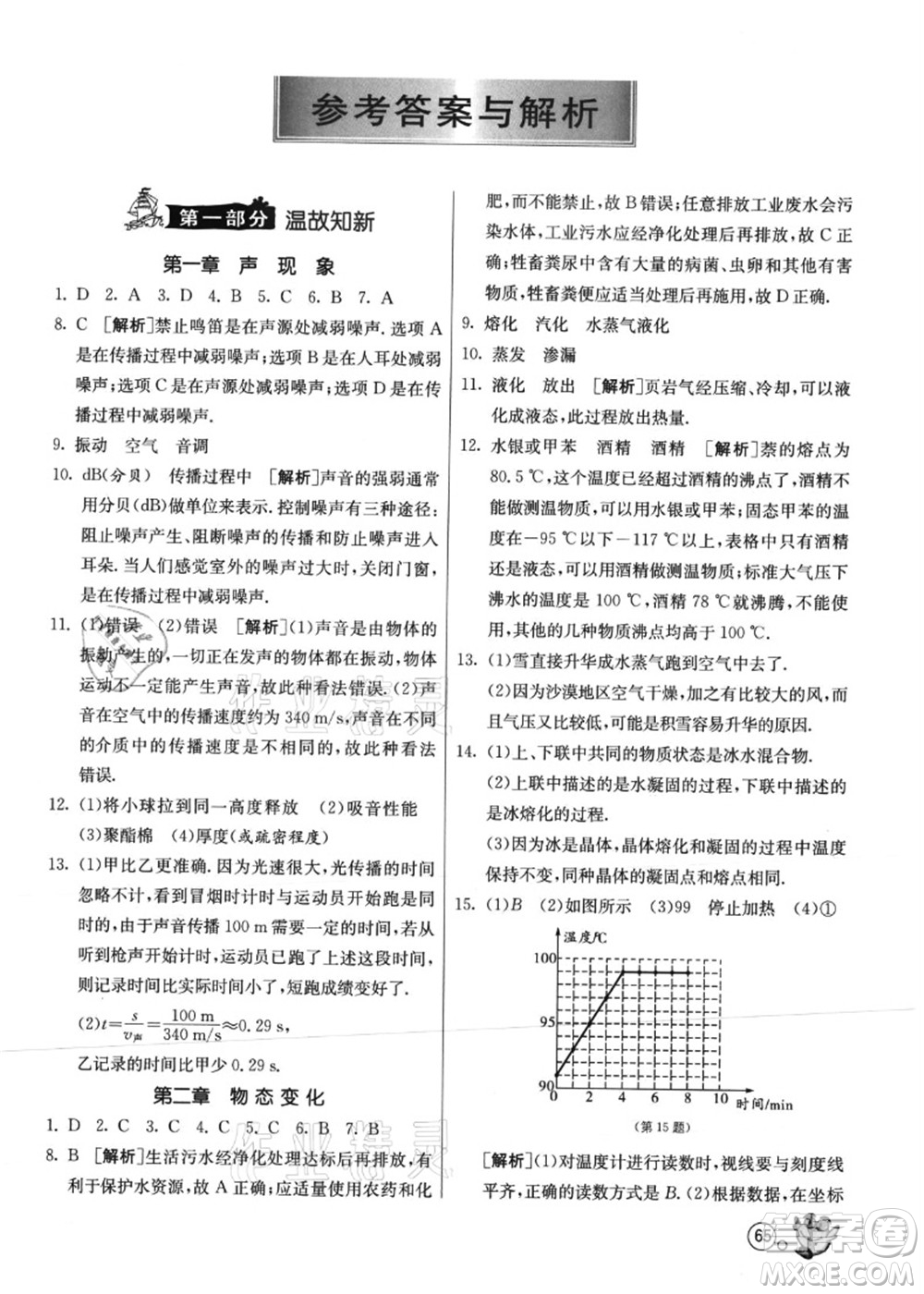 江蘇人民出版社2021快樂暑假八年級物理JSKJ蘇教版答案