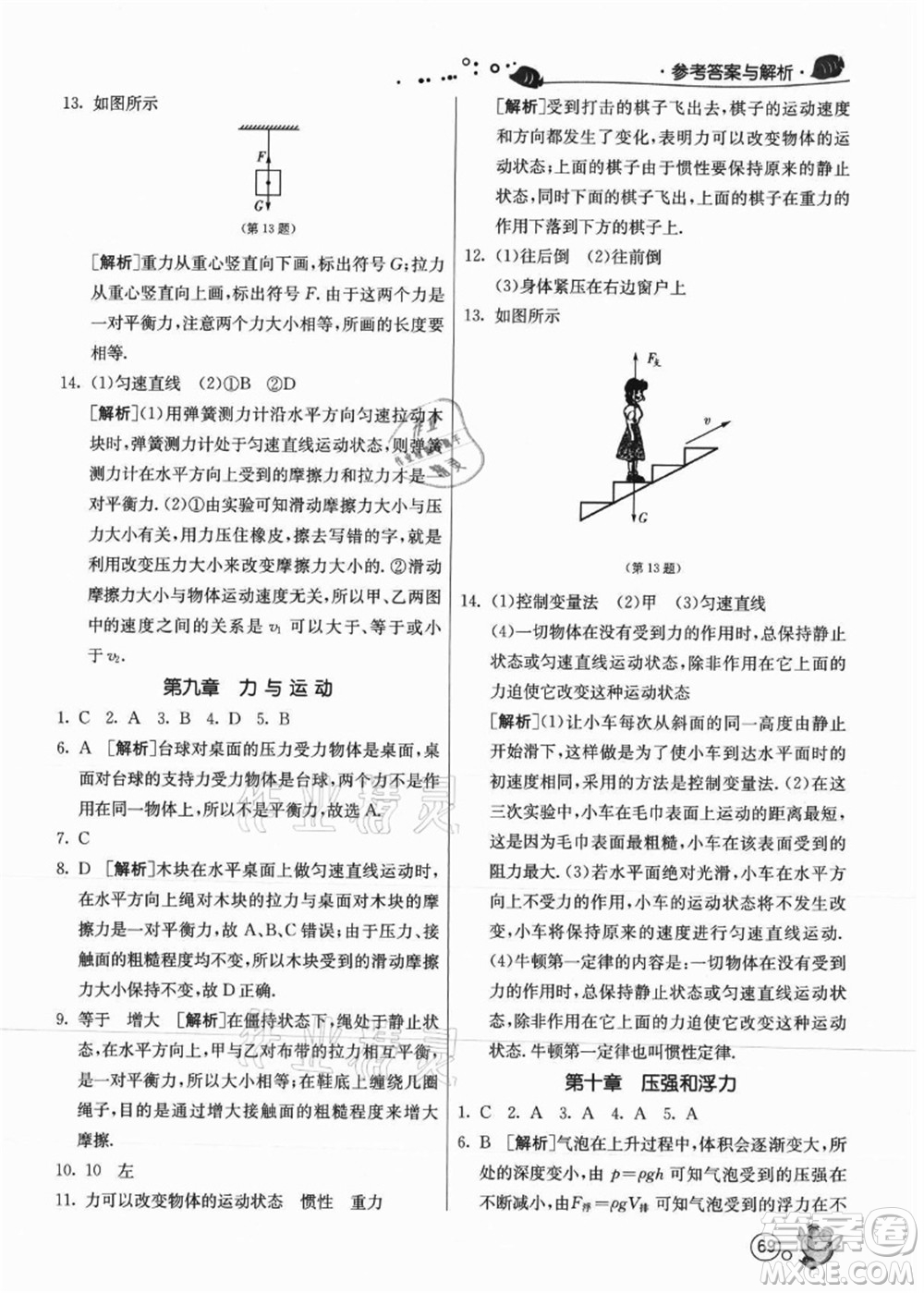 江蘇人民出版社2021快樂暑假八年級物理JSKJ蘇教版答案