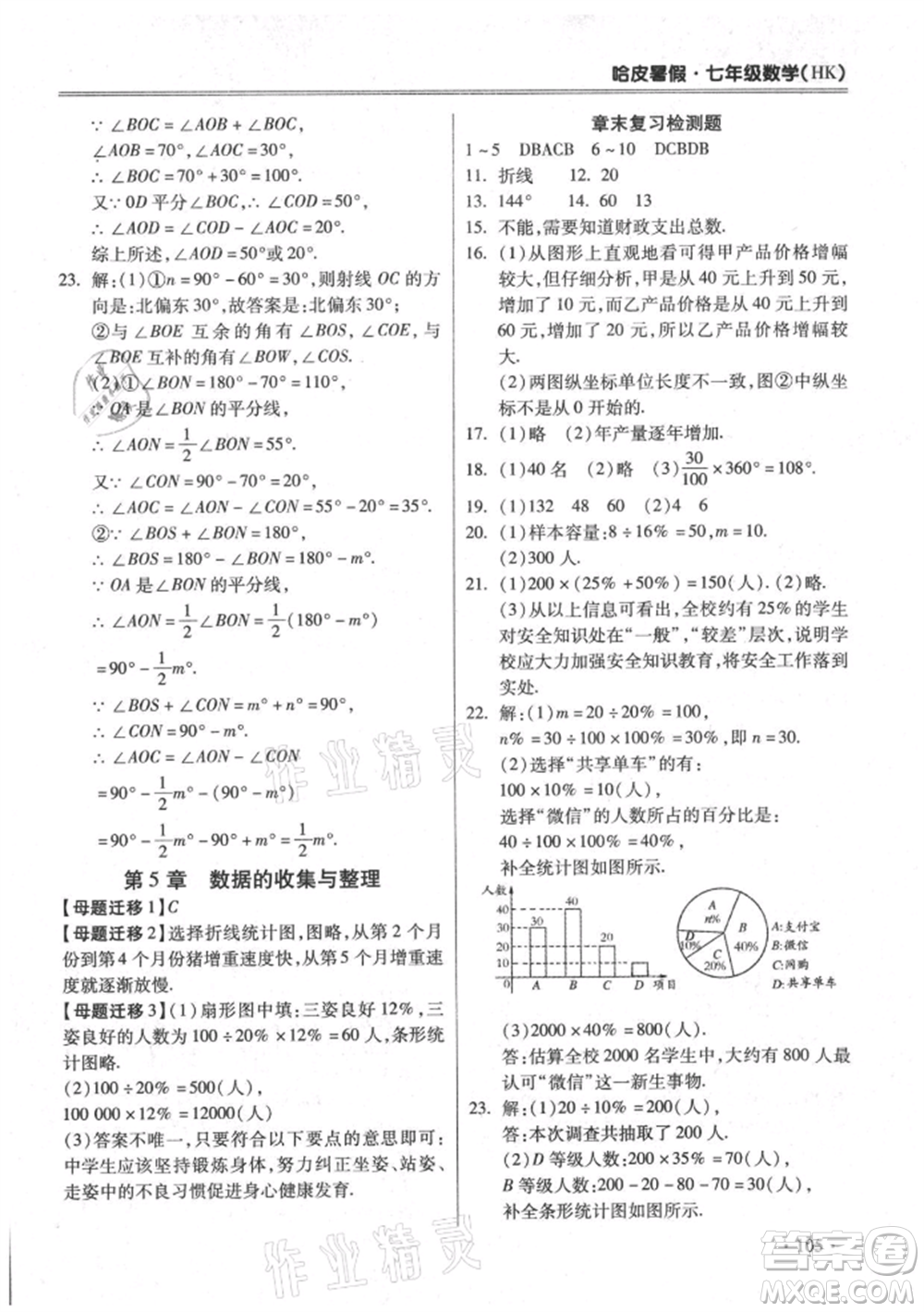 合肥工業(yè)大學(xué)出版社2021哈皮暑假七年級數(shù)學(xué)滬科版參考答案