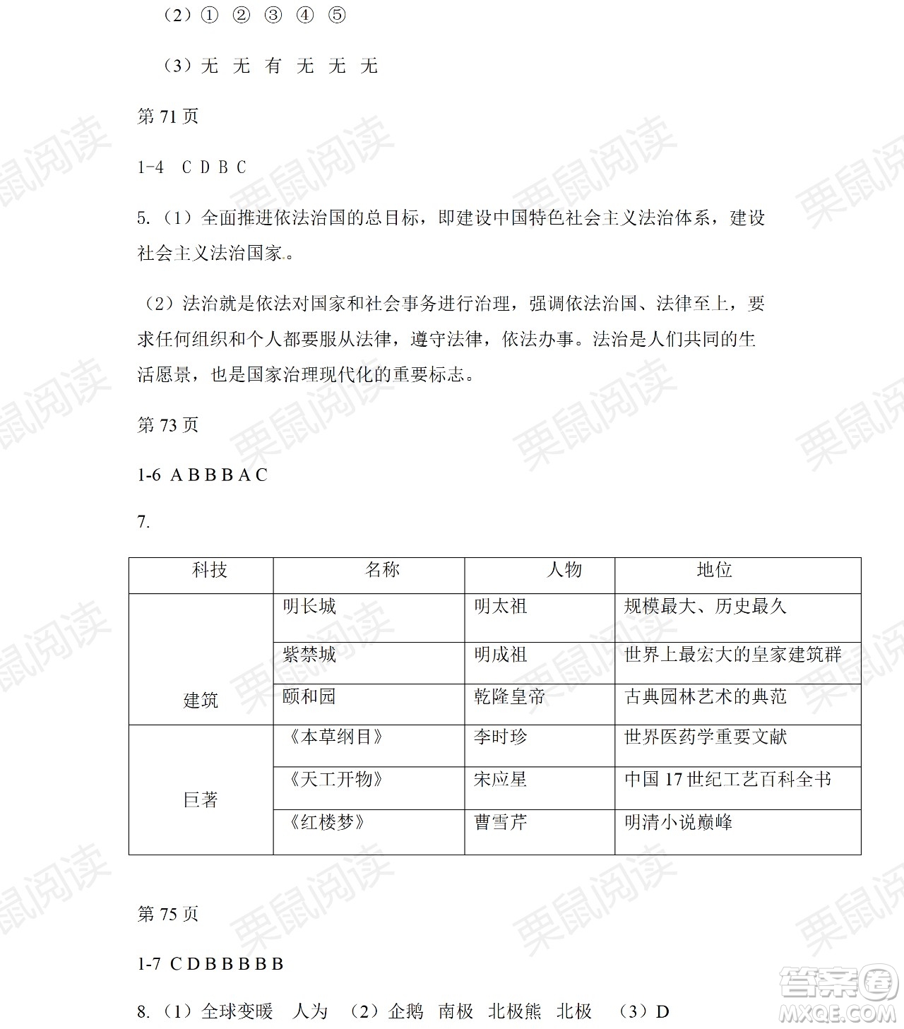 黑龍江少年兒童出版社2021暑假Happy假日五四學(xué)制七年級綜合答案