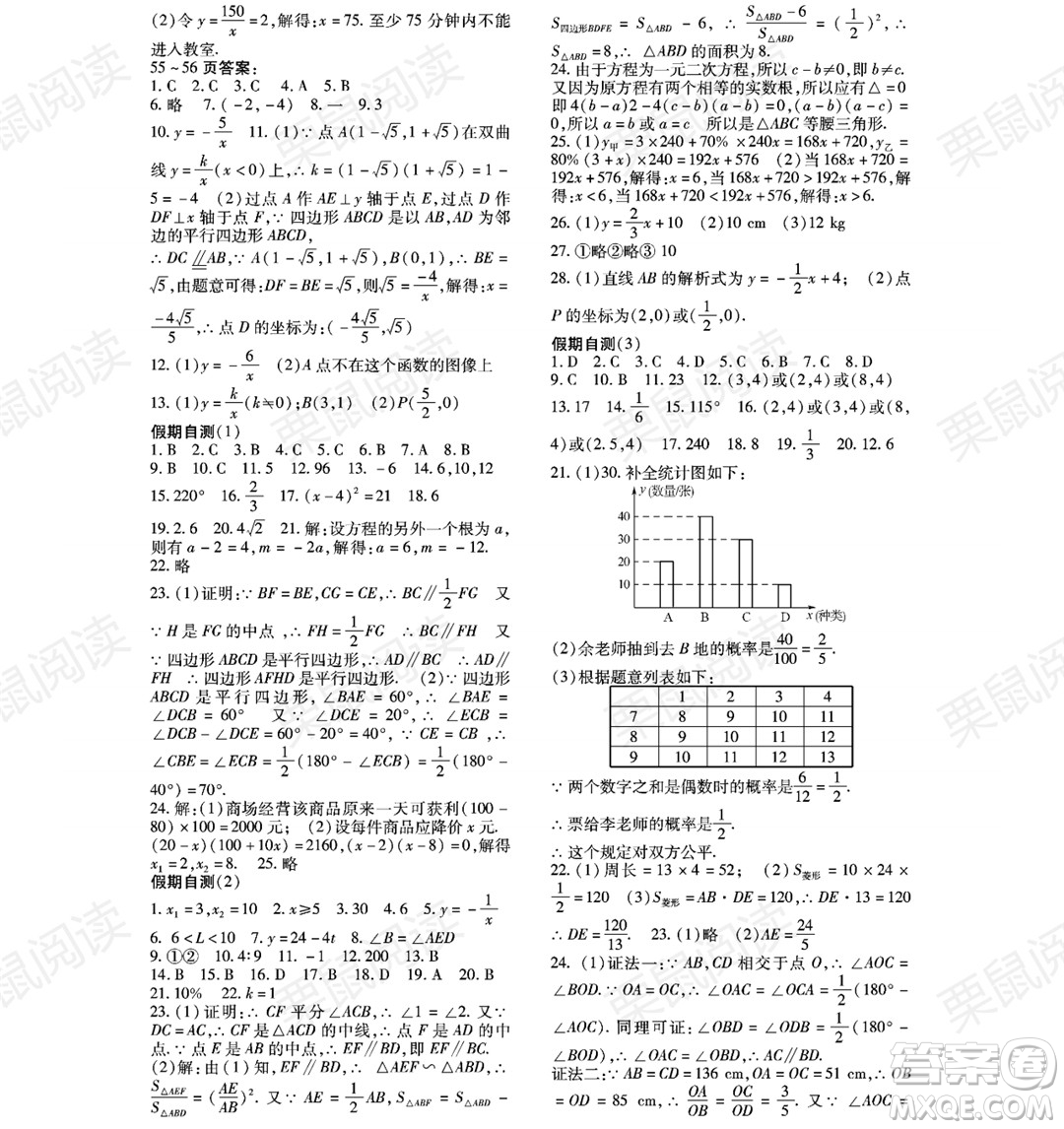 黑龍江少年兒童出版社2021暑假Happy假日八年級數(shù)學(xué)通用版答案