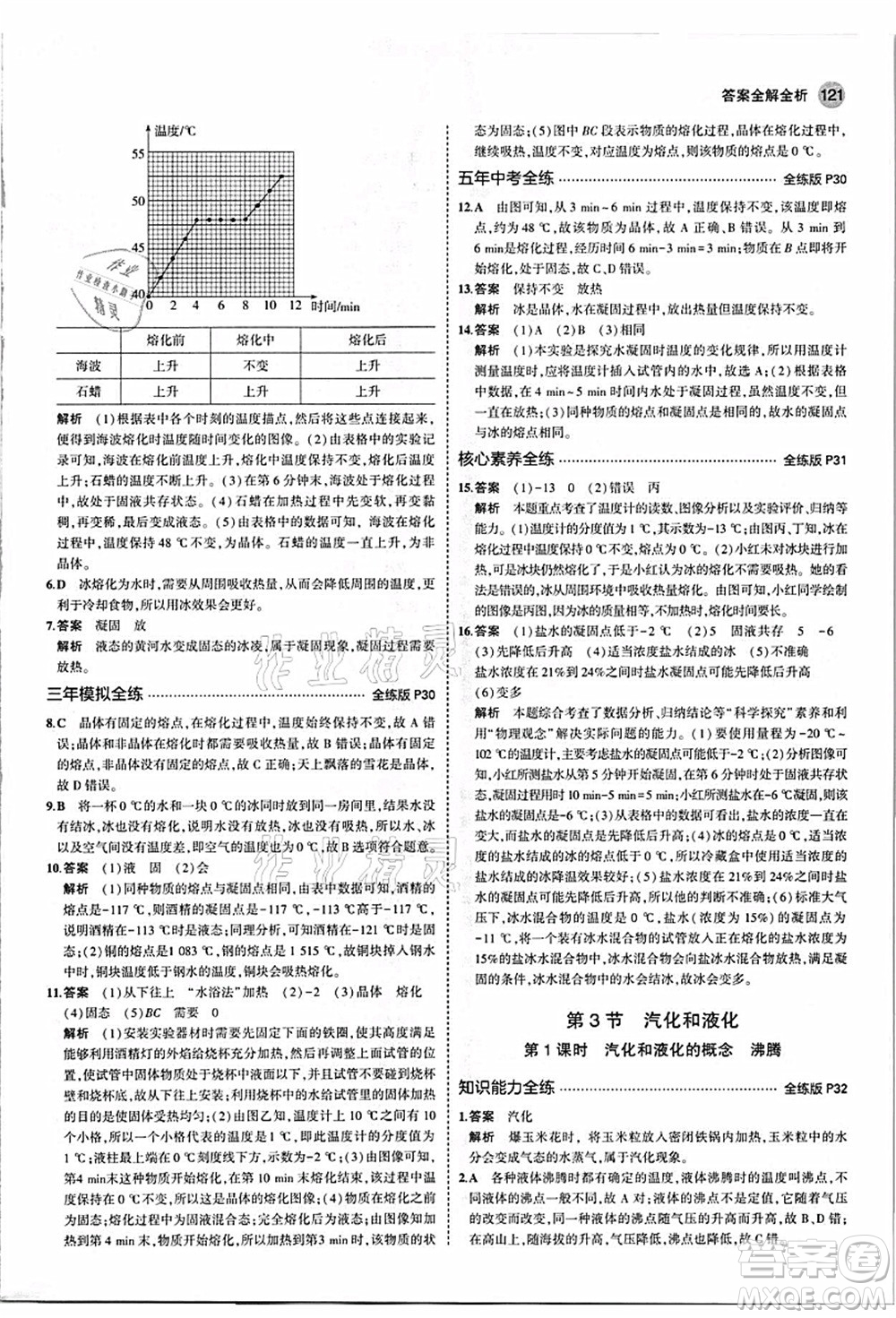 教育科學(xué)出版社2021秋5年中考3年模擬八年級物理上冊人教版答案