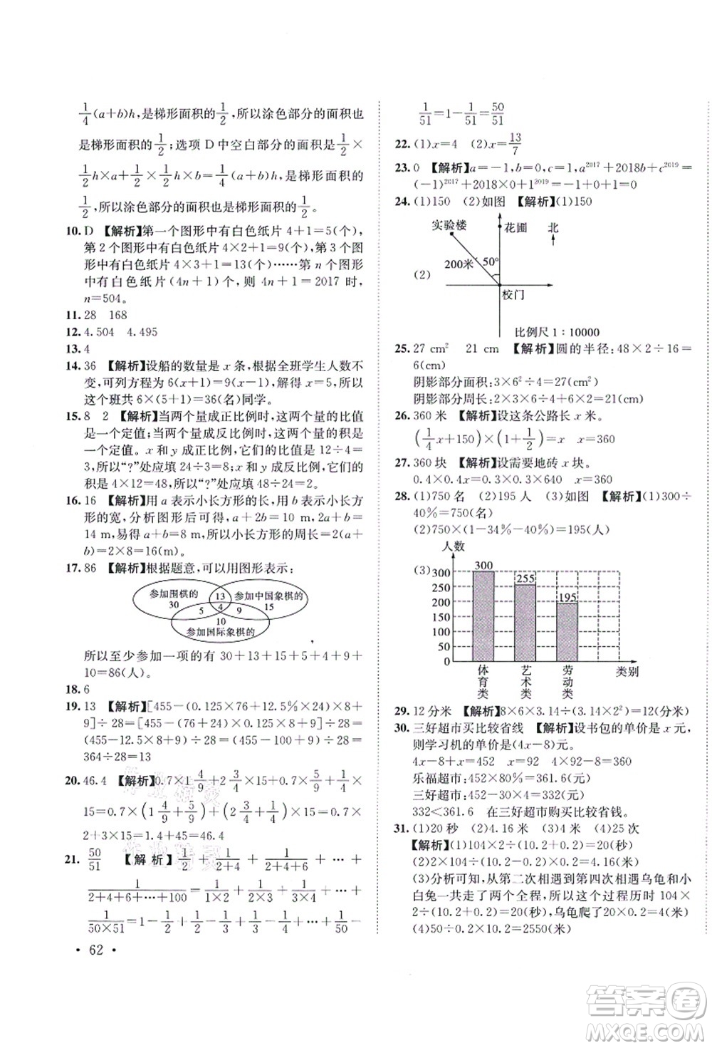 海南出版社2021湖南名校初一入學(xué)分班卷數(shù)學(xué)答案