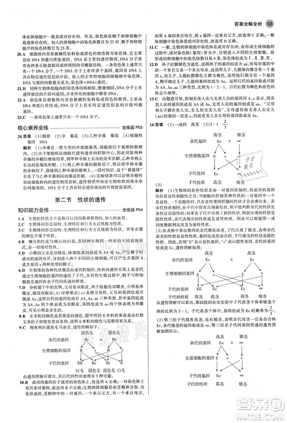 教育科學出版社2021秋5年中考3年模擬八年級生物上冊濟南版答案