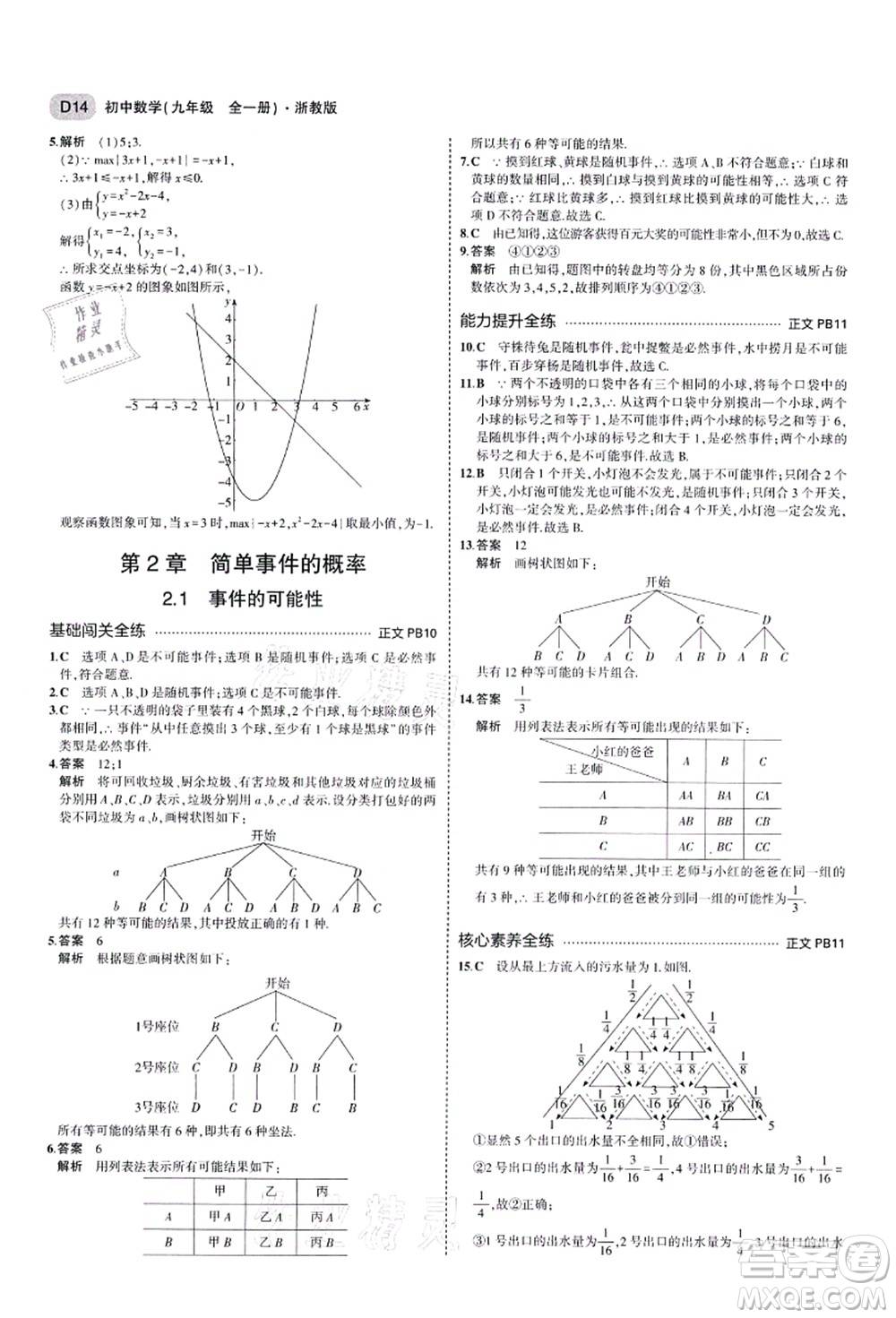 教育科學出版社2021秋5年中考3年模擬九年級數(shù)學全一冊AB本浙教版答案