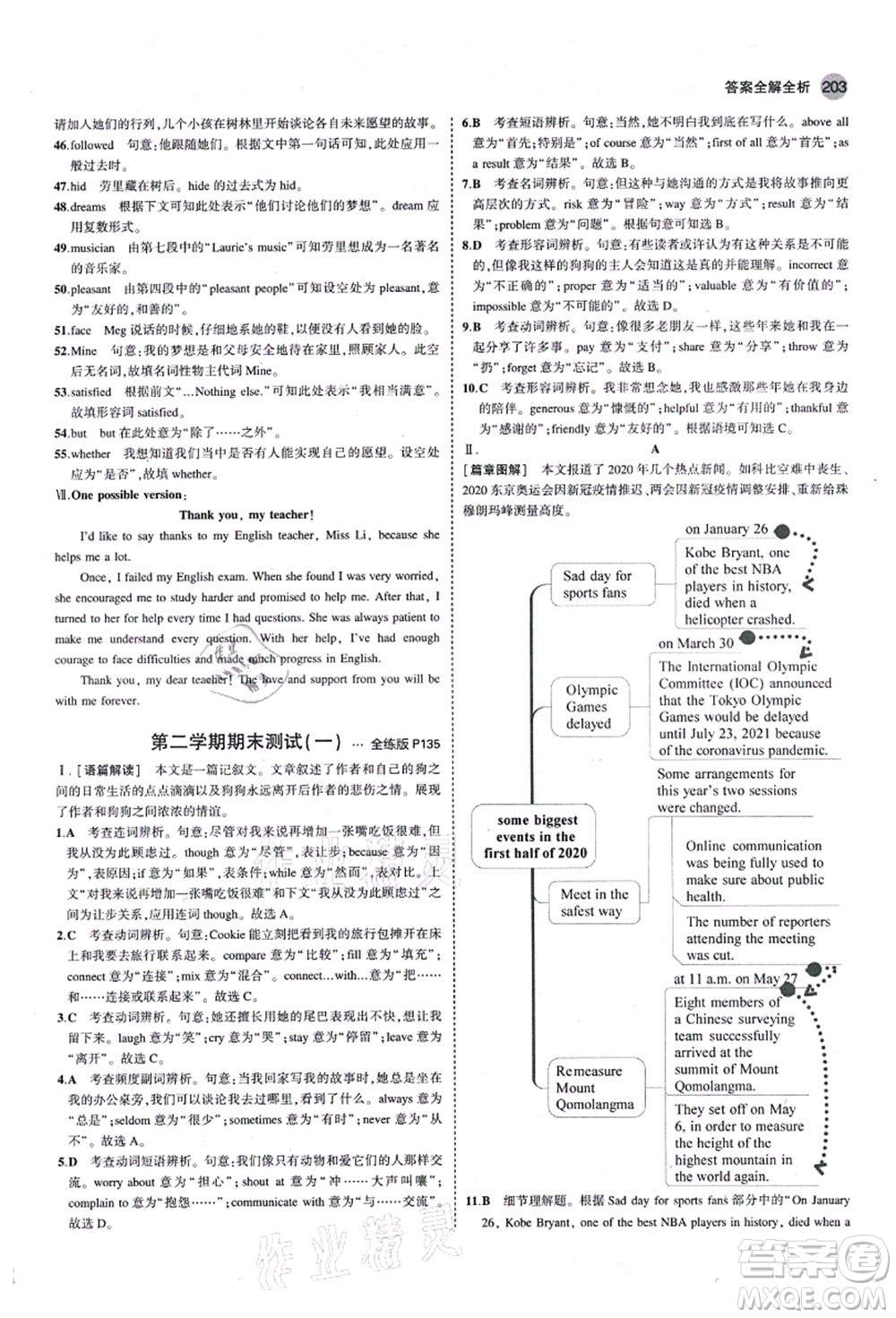 教育科學(xué)出版社2021秋5年中考3年模擬九年級英語全一冊魯教版山東專版答案