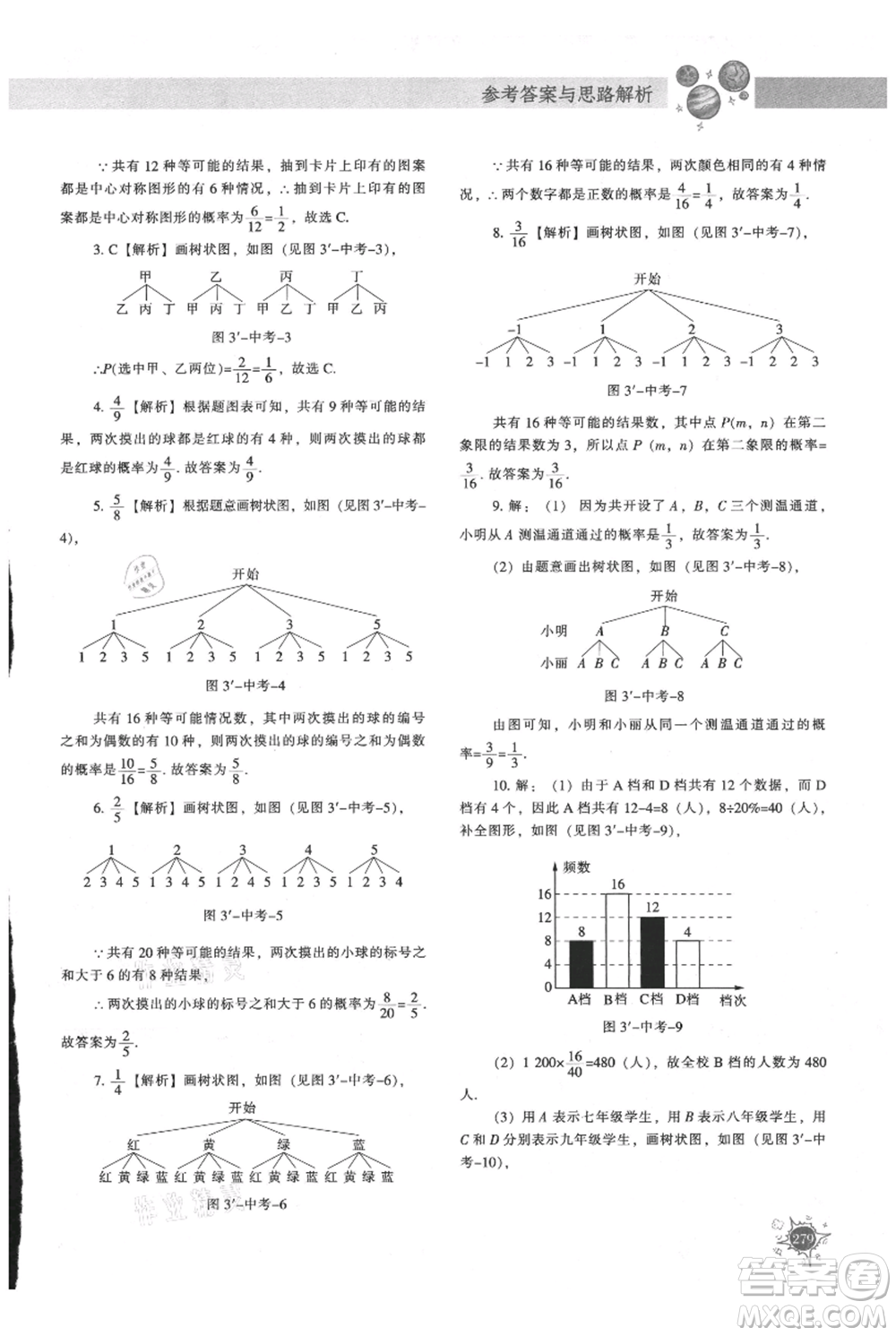 遼寧教育出版社2021尖子生題庫九年級上冊數(shù)學(xué)北師大版參考答案