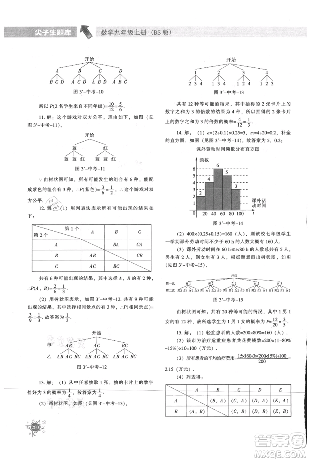 遼寧教育出版社2021尖子生題庫九年級上冊數(shù)學(xué)北師大版參考答案