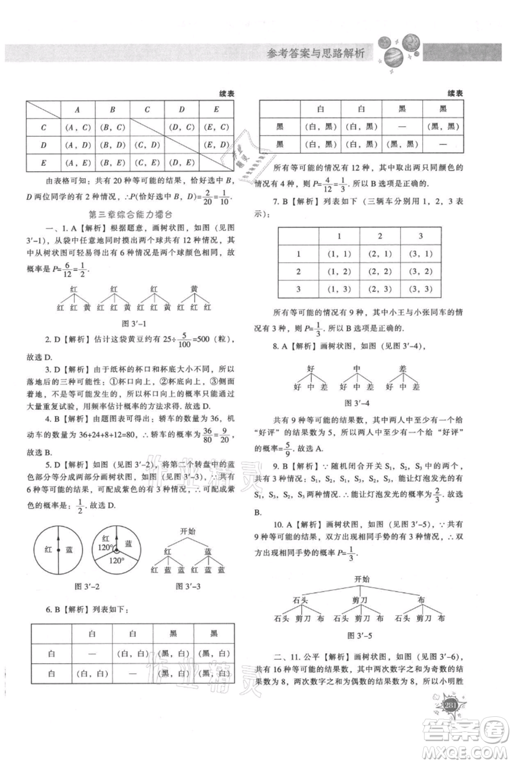 遼寧教育出版社2021尖子生題庫九年級上冊數(shù)學(xué)北師大版參考答案