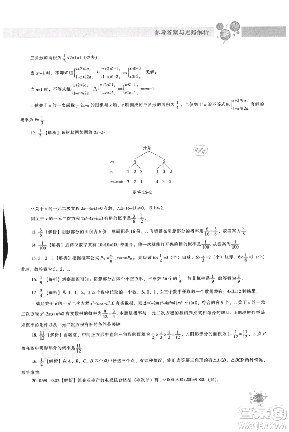 遼寧教育出版社2021尖子生題庫九年級上冊數(shù)學(xué)人教版參考答案