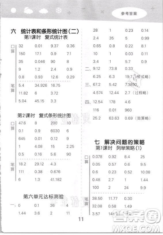 地質(zhì)出版社2021秋季小兒郎小學(xué)口算大通關(guān)數(shù)學(xué)五年級(jí)上冊(cè)蘇教版答案