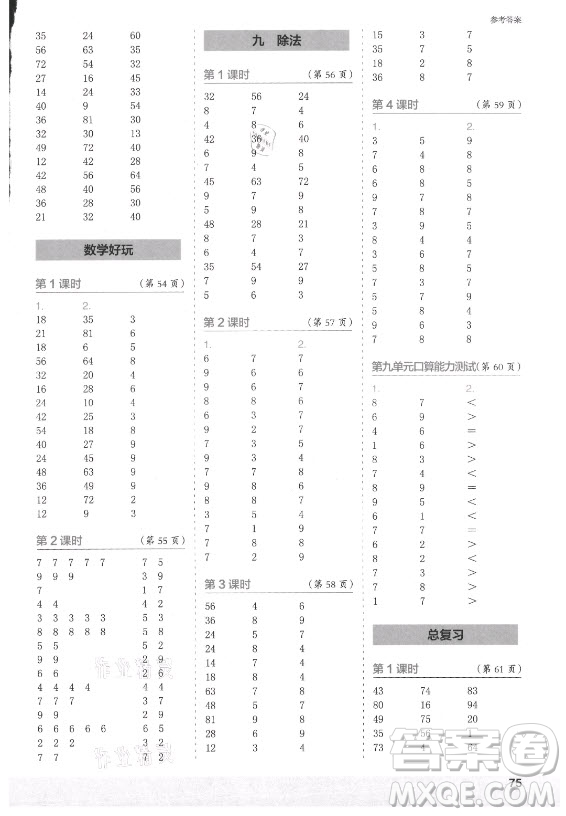 江蘇鳳凰少年兒童出版社2021口算小狀元口算速算天天練小學(xué)數(shù)學(xué)二年級(jí)上冊(cè)北師大版答案