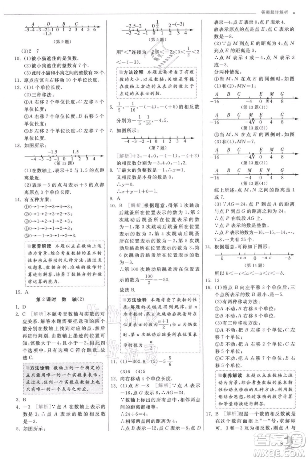 江蘇人民出版社2021實(shí)驗(yàn)班提優(yōu)訓(xùn)練七年級(jí)上冊數(shù)學(xué)北師大版參考答案