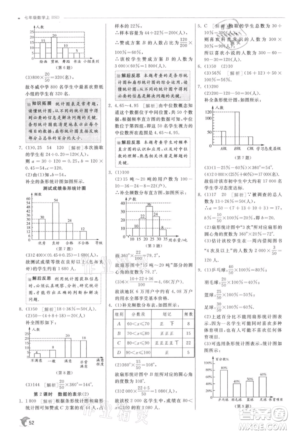 江蘇人民出版社2021實(shí)驗(yàn)班提優(yōu)訓(xùn)練七年級(jí)上冊數(shù)學(xué)北師大版參考答案