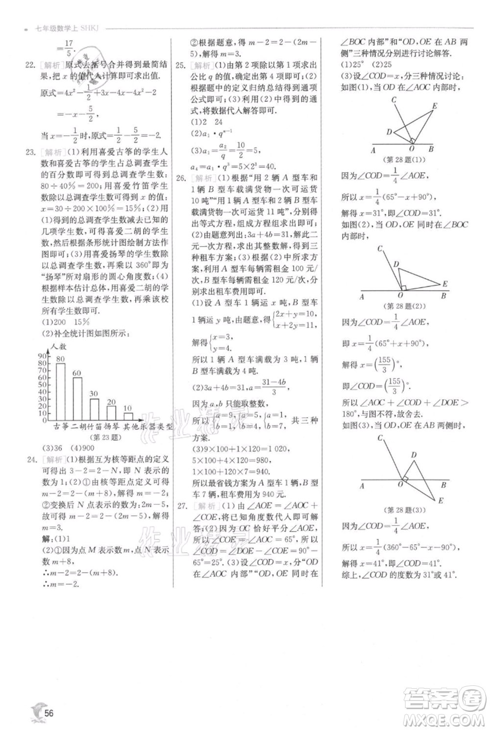 江蘇人民出版社2021實驗班提優(yōu)訓(xùn)練七年級上冊數(shù)學(xué)滬科版參考答案