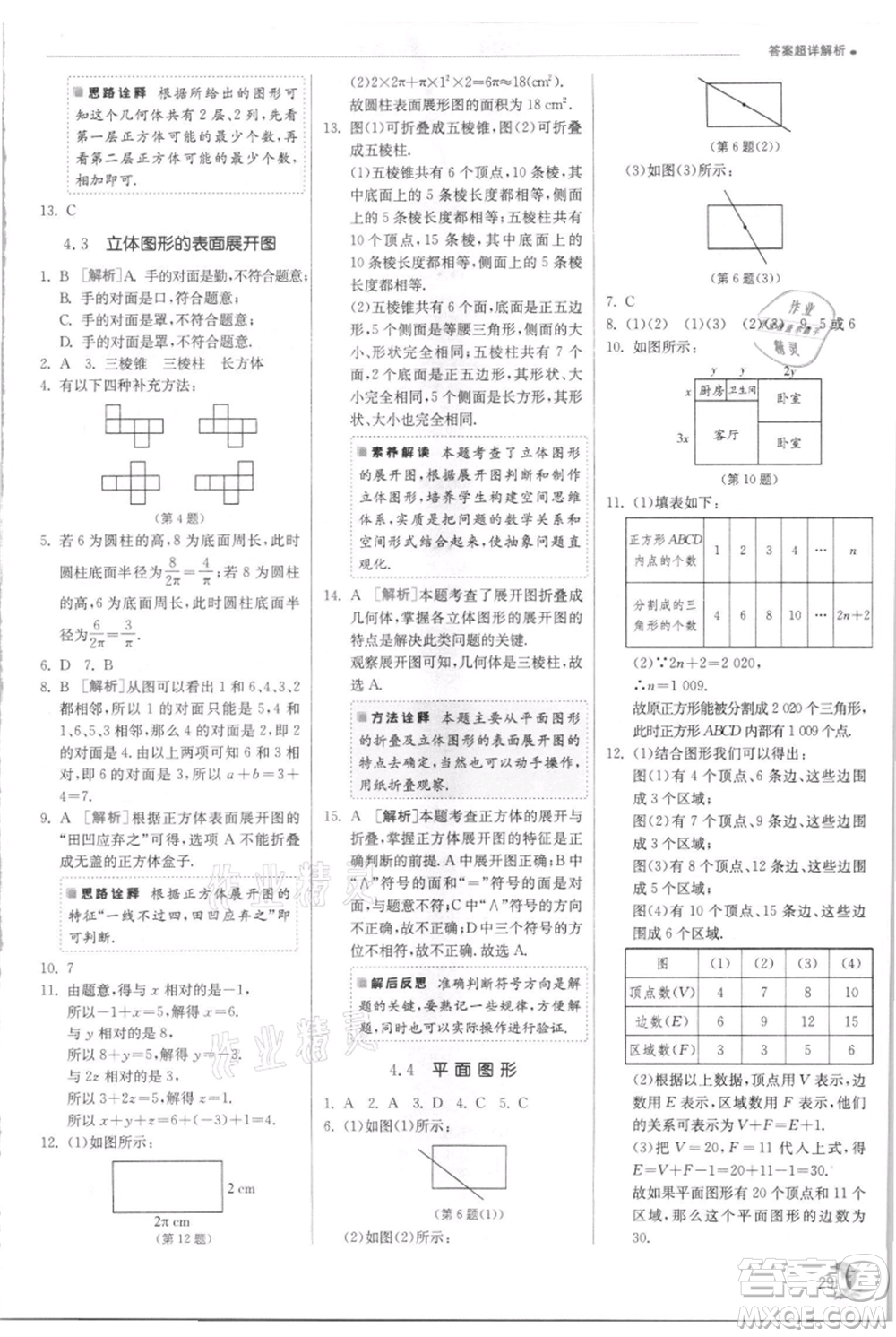 江蘇人民出版社2021實(shí)驗(yàn)班提優(yōu)訓(xùn)練七年級(jí)上冊(cè)數(shù)學(xué)華師大版參考答案