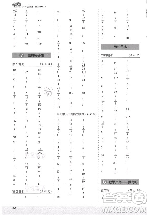 江蘇鳳凰少年兒童出版社2021口算小狀元口算速算天天練小學(xué)數(shù)學(xué)六年級(jí)上冊(cè)人教版答案