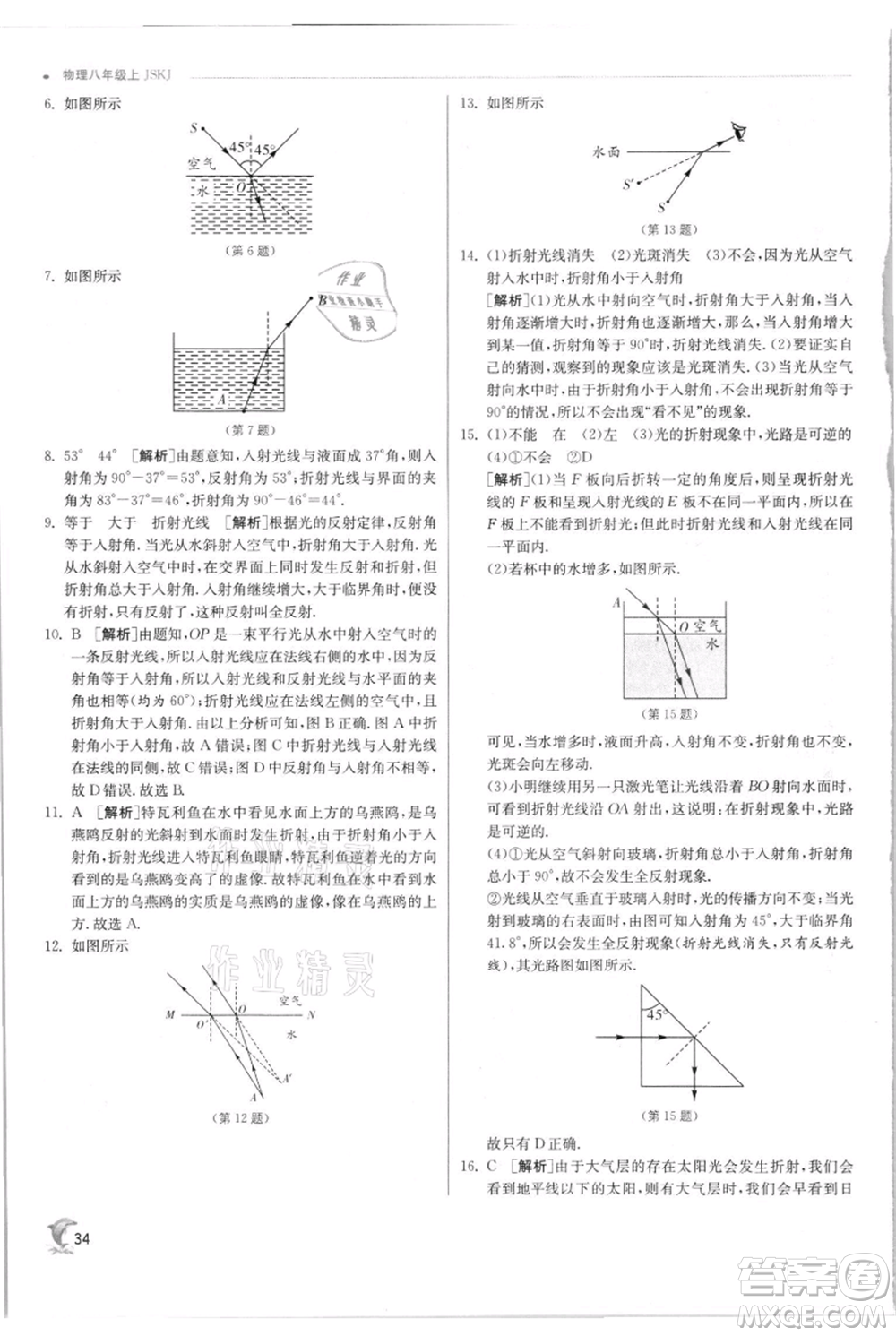 江蘇人民出版社2021實驗班提優(yōu)訓練八年級上冊物理蘇科版江蘇專版參考答案