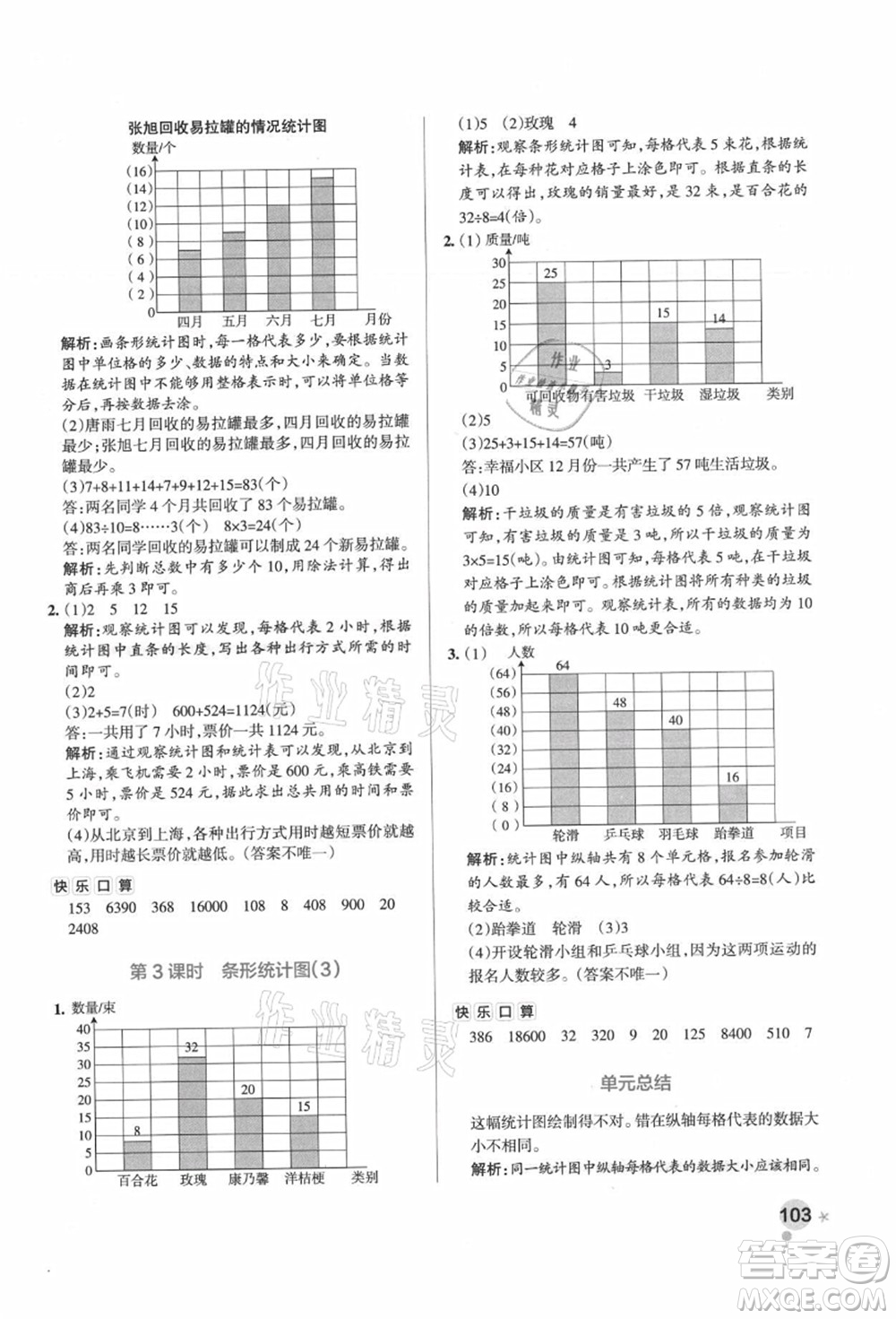 遼寧教育出版社2021秋季小學(xué)學(xué)霸作業(yè)本四年級數(shù)學(xué)上冊RJ人教版廣東專版答案