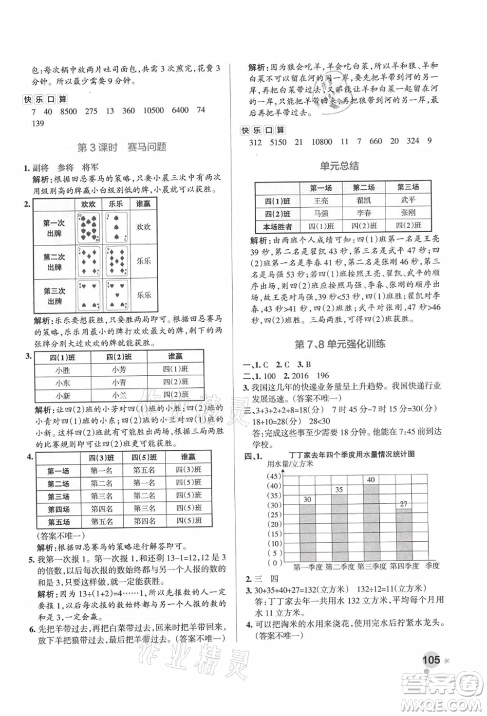 遼寧教育出版社2021秋季小學(xué)學(xué)霸作業(yè)本四年級數(shù)學(xué)上冊RJ人教版廣東專版答案