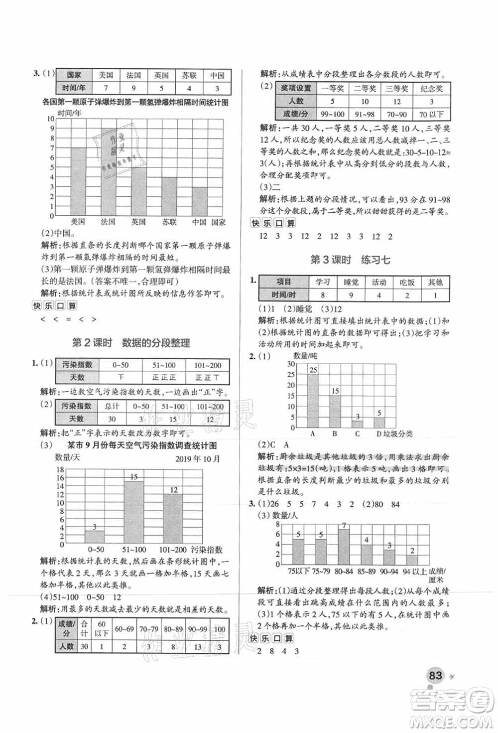 陜西師范大學出版總社有限公司2021秋季小學學霸作業(yè)本四年級數(shù)學上冊SJ蘇教版答案