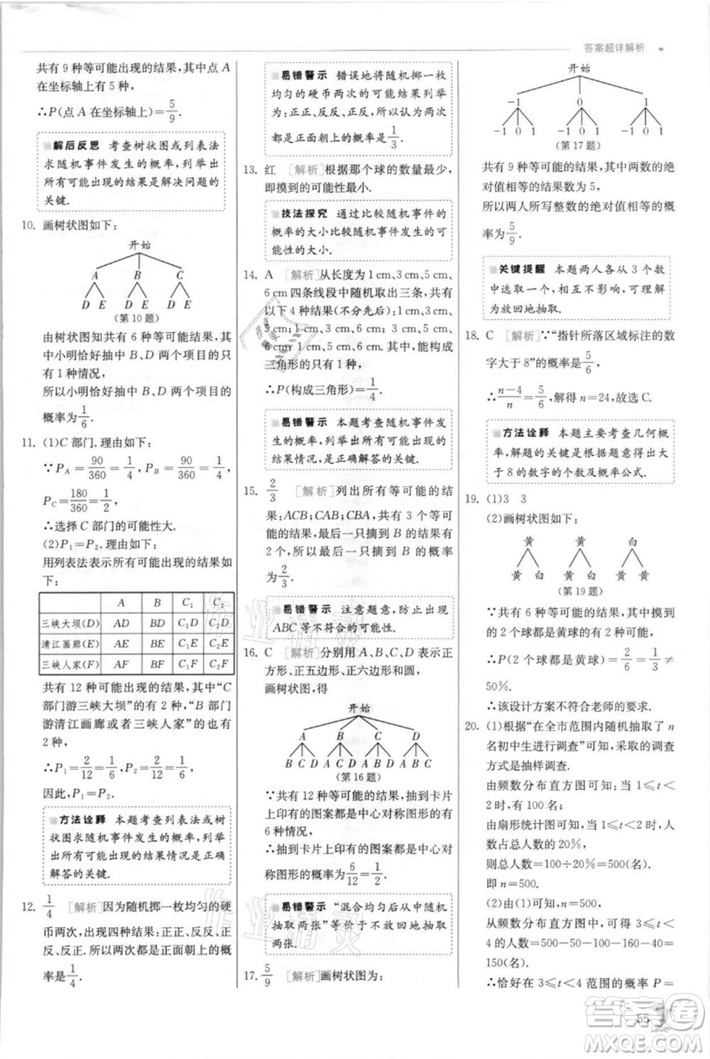 江蘇人民出版社2021實(shí)驗(yàn)班提優(yōu)訓(xùn)練九年級(jí)上冊(cè)數(shù)學(xué)蘇科版江蘇專版參考答案