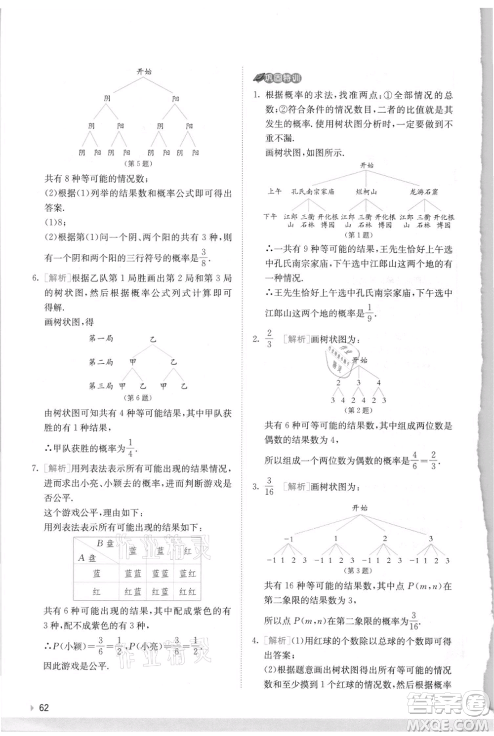 江蘇人民出版社2021實(shí)驗(yàn)班提優(yōu)訓(xùn)練九年級(jí)上冊(cè)數(shù)學(xué)蘇科版江蘇專版參考答案