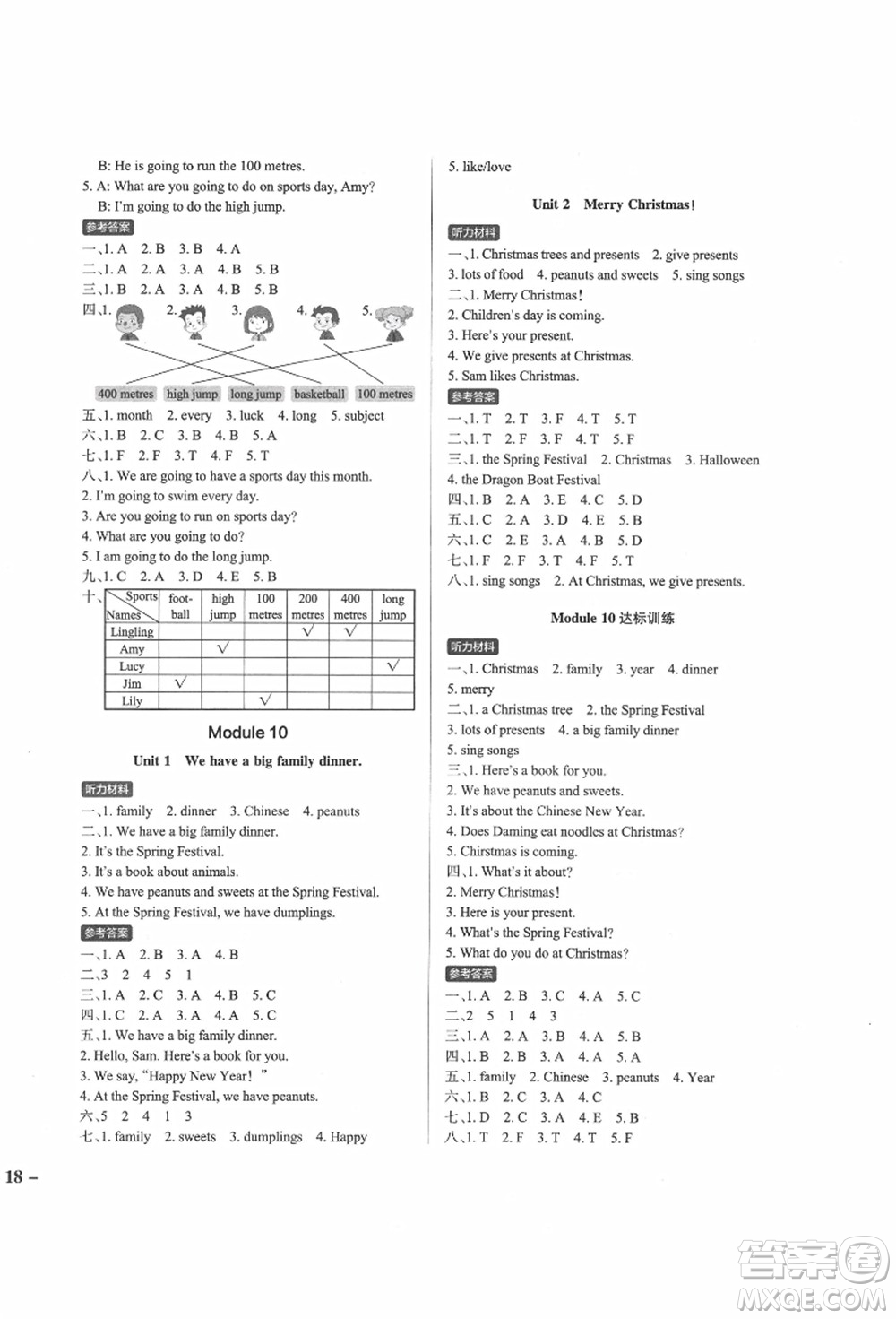 陜西師范大學(xué)出版總社有限公司2021秋季小學(xué)學(xué)霸作業(yè)本四年級英語上冊WY外研版答案