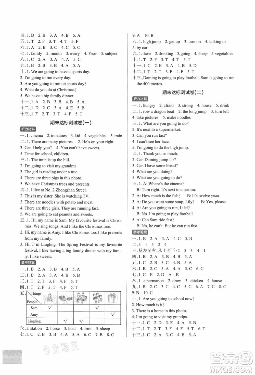 陜西師范大學(xué)出版總社有限公司2021秋季小學(xué)學(xué)霸作業(yè)本四年級英語上冊WY外研版答案