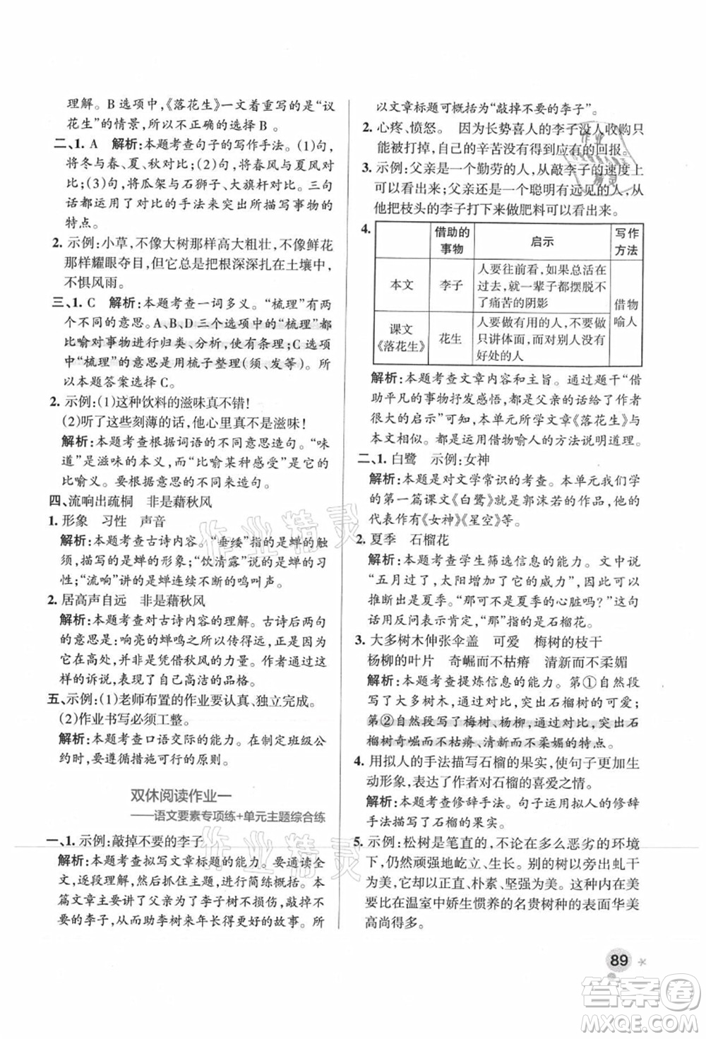 陜西師范大學(xué)出版總社有限公司2021秋季小學(xué)學(xué)霸作業(yè)本五年級(jí)語(yǔ)文上冊(cè)統(tǒng)編版廣東專版答案