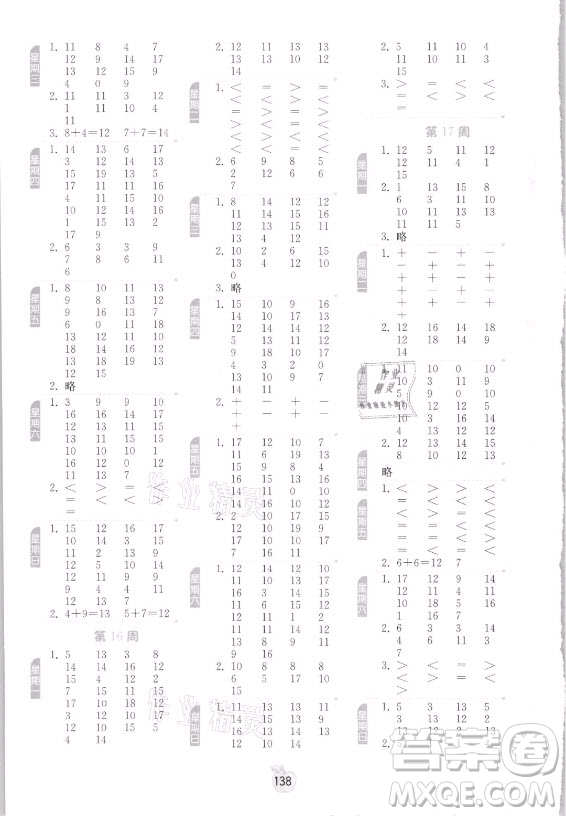 江蘇人民出版社2021小學(xué)數(shù)學(xué)計(jì)算高手一年級(jí)上冊(cè)人教版答案