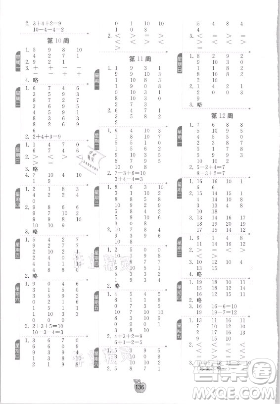 江蘇人民出版社2021小學(xué)數(shù)學(xué)計(jì)算高手一年級(jí)上冊(cè)人教版答案