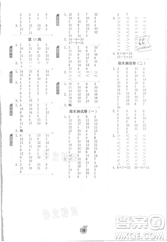 江蘇人民出版社2021小學(xué)數(shù)學(xué)計(jì)算高手一年級(jí)上冊(cè)人教版答案