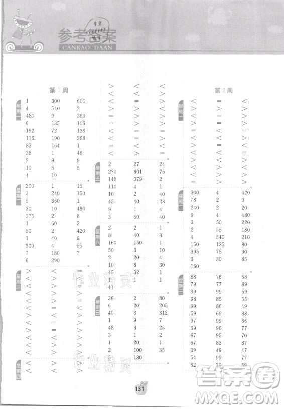 江蘇人民出版社2021小學數(shù)學計算高手三年級上冊人教版答案